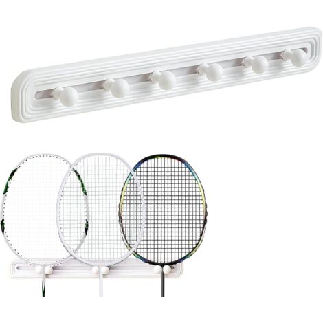 Support mural raquette tennis 40×4×5 cm, crochets coulissants design compact maison/jardin (1/5)