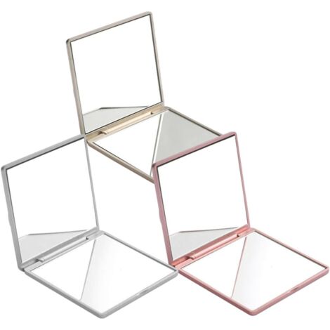 3pièces Miroir De Poche Pliable Double Face Design Rose Forme De Fleur Petit Miroir De Maquillage Compact pour Femme (1/5)
