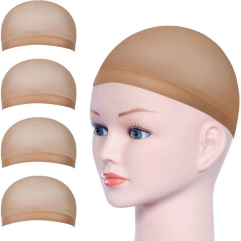Casquettes Filet Cheveux Perruque, Bonnet Unisexe Wig Caps de Perruque pour Homme et Femme, neutres nue et noir (Neutres 4pcs) (1/5)