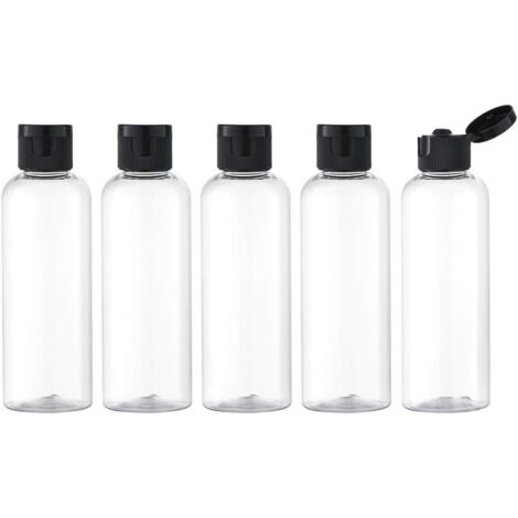 100ML Fon avec Flip Cap Vide (5 Pièces), Rechargeable Bouteille de Voyage pour Cosmétique avec Entonnoir (Transparente) (1/5)