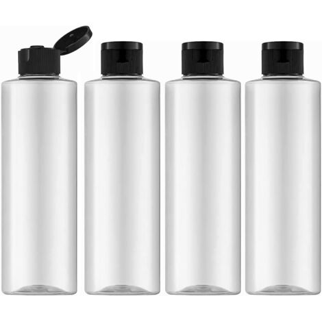 Lot De 4 Bouteilles De Voyage, 250 ml, Vides, En Plastique, Avec Bouchon à Rabat, Pour Cosmétiques, Avec Entonnoir, Transparent (1/5)