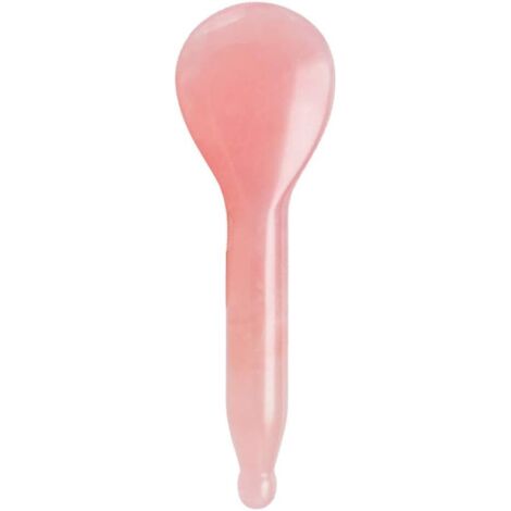 Rouleau quartz rose véritable + gua sha champignon forme cuillère, outil massage visage naturel (1/5)