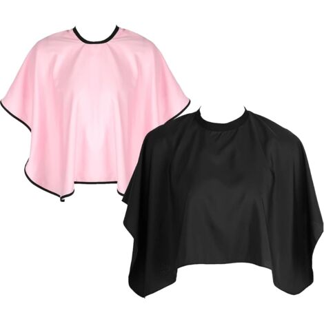 Cape Coiffeur, Lot de 2 De Coupe Coiffure Cape Coiffure Noir Rose Capes Courtes Imperméables Avec Fermeture Velcro Pour Salon (1/5)