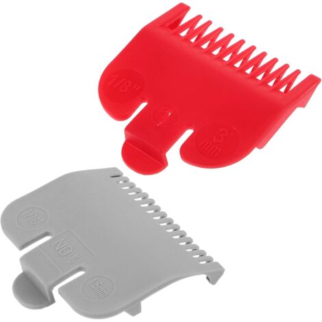 Sabots de Tondeuse Professionnels 2 Pièces Guides Multi-Fonctions Gris et Rouge pour Salon et Coupe Cheveux Homme Réglables à Boucle (1/5)