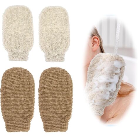 Lot de 4 Gants Exfoliants pour le Corps, Gant Exfoliant en Jute Gommage Corps, Gant de Toilette Exfoliant Naturel (voir photo) (1/5)