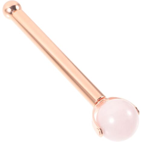 Rouleau jade rose boule arrondie + manche métal, massage visage stimulation circulation détente beauté (1/5)