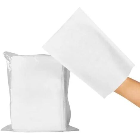 Lot de 50 gants de toilette jetables en molleton 1114cm blanc naturel