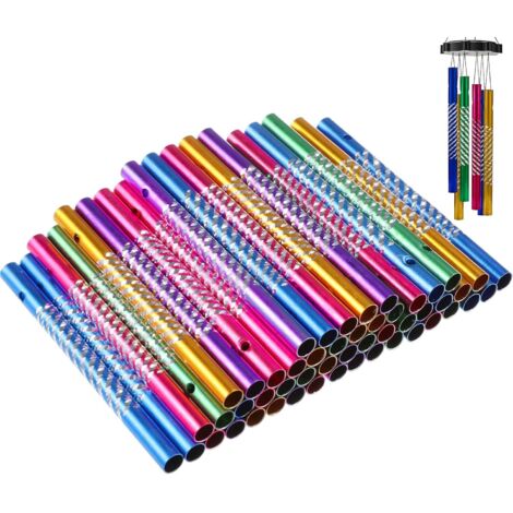50 Pcs Tubes Alu Colorés DIY, Carillons Éoliens Creux, Maison/Jardin, Décorations Suspendues (1/5)