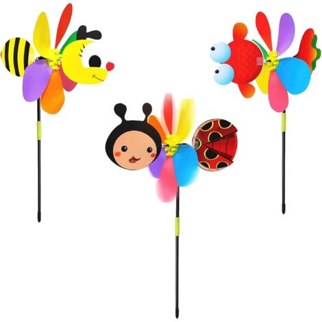 Moulin a vent decoratif Arc en ciel - Rosace fleur multicolore 20cm