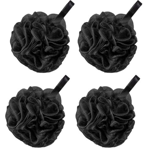 4 Pack éponges de bain en luffa, Fleurs de Bain Pour Femmes Hommes Exfolier La Peau Nettoyer La Peau Apaisante