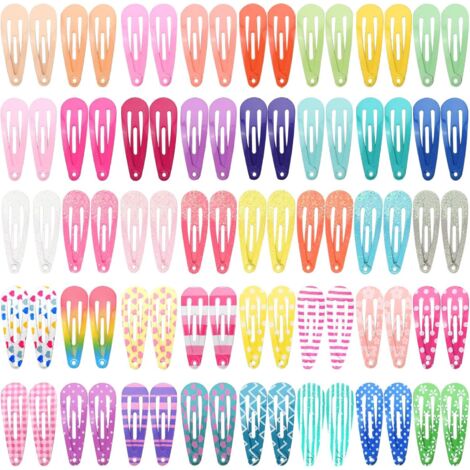 80 Pièces Barettes Cheveux Fille, 3cm Pince Cheveux Fille Bébé Enfant, Colorées Métal Snap Barette Accessoire Cheveux (1/5)