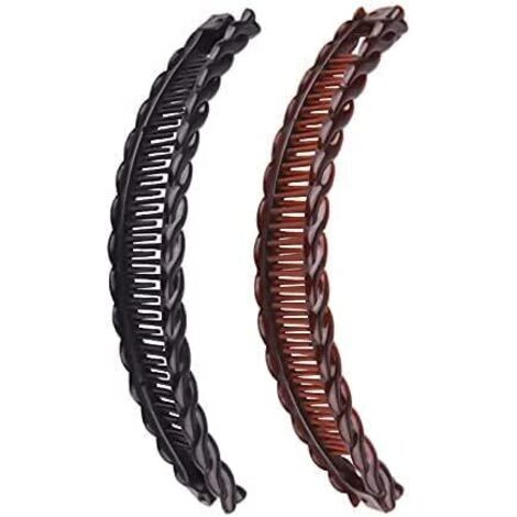 Lot de 2 pinces banane noires et brunes, pinces à cheveux longues en forme de banane, Plastique, Autres pierres précieuses (1/5)