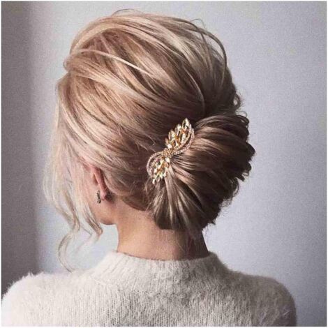 Barrette à cheveux de mariage avec strass dorés - Barrette à cheveux brillante - Accessoire de cheveux pour femme et fille (doré) (1/5)