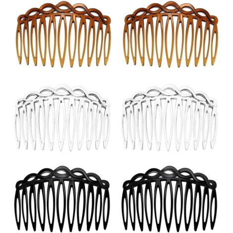 Lot de 6 peigne latéraux à cheveux français pour femmes, peignes torsadés en plastique, pinces décoratives 3 couleurs (1/5)