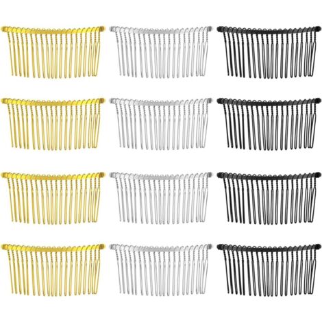 Peigne à cheveux en métal créatif cheveux accessoires peigne clip avec des dents pour les femmes, 12pcs (, or, noir) (1/5)