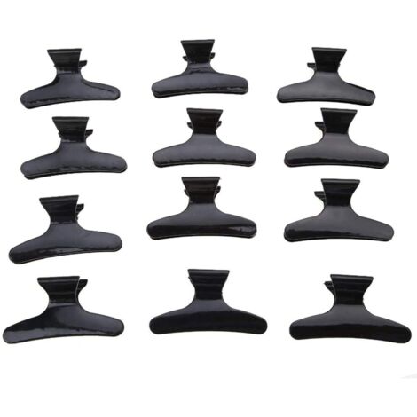12pcs salon de coiffure clips papillon cheveux style section pinces coupe de cheveux grip noir durable et utile (1/5)