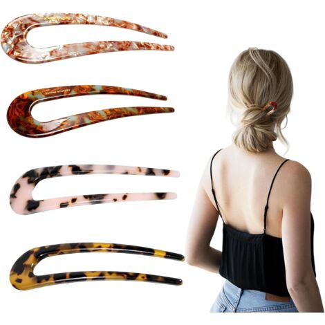 Épingles à Cheveux U Bâton,4PCS French Pin Femme,French Twist Hair Pin,Pince A Chignon Français (1/5)