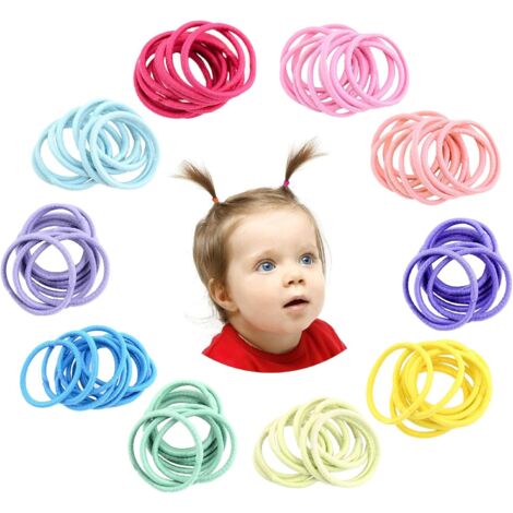 200 Pièces Petit Elastique à Cheveux,2.5 cm Multicolore Bande de Cheveux Porte, Enfant Accessoire en Caoutchouc (1/5)