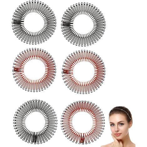 Peigne Extensible Full Circle Peigne Circulaire en Plastique Peigne à Cheveux Extensible Bandeau 6 p, 2 couleurs (1/5)