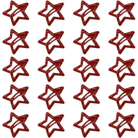 Lot de 20 barrettes à cheveux en forme d'étoile rouge pour cheveux en forme de bec de canard (1/5)