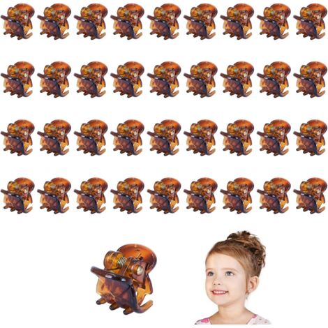 36 Pièces Mini Pinces à Cheveux, Épingle à Cheveux Griffe, Mini Pinces Claw Accessoires de Cheveux, Pour Filles et Femmes(Marron) (1/5)