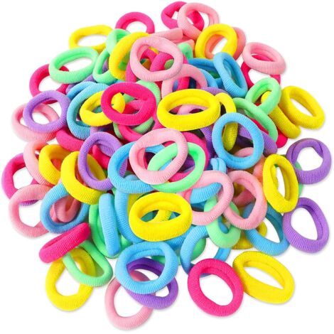 100 Pièces Elastique Cheveux pour Fille, Petit Liens Élastiques, Mini Chouchous Colorés pour Enfants, Bébé et Filles