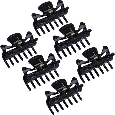 6 Pièces Pinces à Cheveux Griffe en Plastique Femmes Griffe de Cheveux Épingle à Cheveux (Noir) (1/5)