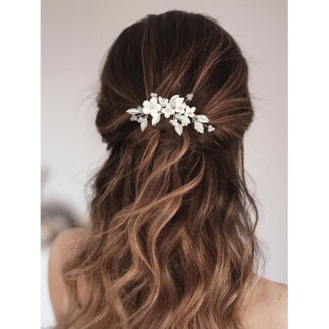 Peigne à cheveux de mariage avec fleurs, accessoires pour cheveux de mariée pour femmes et filles (1/5)