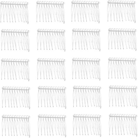 Lot de 20 peignes latéraux en métal 12 dents pour cheveux Filles et femmes Argenté (1/5)