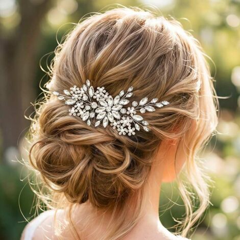 mariée mariage peigne à cheveux cristal accessoires de cheveux strass pièces de cheveux de mariée pour les femmes (argent)