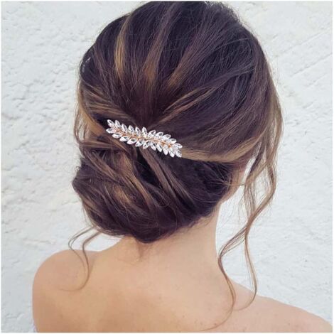 Barrette Vintage En Strass Or Cristal CZ Décorative Pour Coiffure - Accessoires De Mariage (1/5)