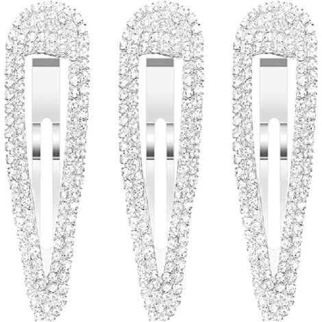 3 Pcs Pince à Cheveux Pinces à Cheveux Métal Barrettes Barette Cheveux Femme Strass Clip Set Épingles à Cheveux Strass Argent
