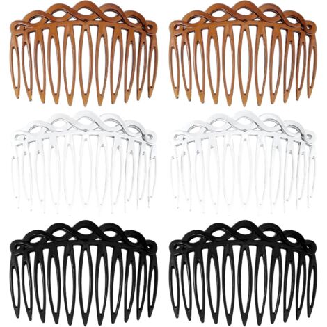 Lot de10 peignes à cheveux français pour femmes, peignes décoratifs torsadés, 3 couleurs pour plusieurs coiffures, filles et femmes (1/5)