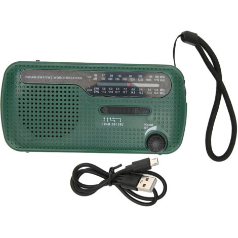 Radio Solaire à Manivelle AM FM SW1 SW2 Lampe de Poche LED de Camping Radio d'Urgence Multibande pour Extérieur (1/5)