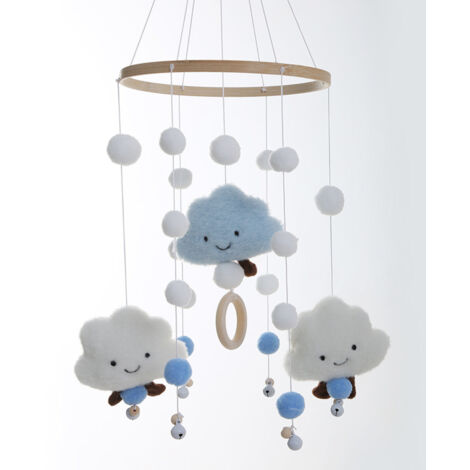 Mobile Nuage En Feutrine Pour Berceau – Suspension Apaisante Lune Étoiles, Décoration Crèche Fille Garçon