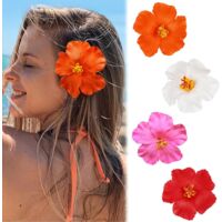 Lot de 4 barrettes à cheveux en forme de fleurs hawaïennes pour femme - Pour femme - Pour mariage, plage, été - Multicolore