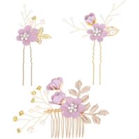 3 Pièces Rose Accessoire Cheveux Mariage Bijoux Cheveux Pince Cheveux Mariage Bijoux de Cheveux pour Femme, A