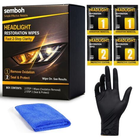 Kit de restauration de phare de voiture en céramique, élimine le jaunissement et la nuageuse, rétablit la clarté, aucun outil électrique nécessaire,Vernis protecteur inclus, Compatible tous phares pla (1/5)