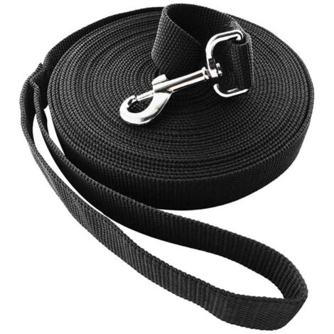 Laisse longue de dressage 10m noire en nylon résistant - Idéale pour promenade, jogging ou éducation canine - Utilisation mains libres adaptée à tous chiens - OUYLAF