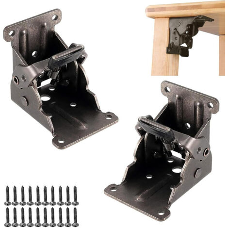Ouylaf – Lot de 2 charnières autobloquantes invisibles – Verrouillage automatique – Acier nickelé 0,25 cm – Charge 200 kg – Pour pieds de table et armoires (1/5)