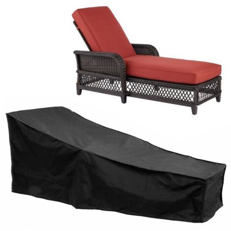 Housse De Chaise Longue Couverture De Bain De Soleil Bâche Pour Chaise Longue Anti-UV Anti-Vent Imperméables Tissu De 210D Oxford Housse De Protection Bain De Soleil, Transat Jardin 208X76X41cm Noir (1/5)