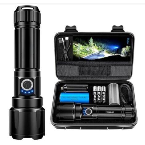 Lampe torche LED 20000 lumens – Rechargeable 5000mAh – Étanchéité IP67 – 5 modes d'éclairage – Zoomable pour camping et urgences (1/5)