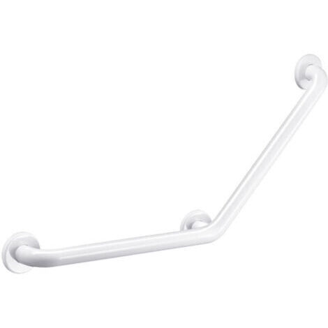 Barre de maintien coudée 135° – Inox 304 époxy blanc – 450 x 450 mm – Charge maximale 200 kg – 3 points de fixation invisibles - 45cm45cm