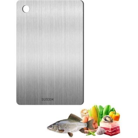 Planche à découper en titane - En acier inoxydable - Double face - Qualité alimentaire - Facile à nettoyer et exempte d'impuretés - 29 x 20 cm,de (1/4)