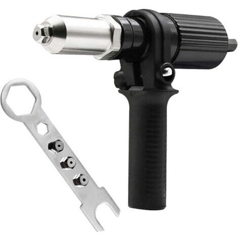 Adaptateur de pistolet à rivets électrique Connecteur de tête de bloc Outils professionnels écrou joint de Perçage Rivetage Riveter Insertion de rivet Fixation pour visseuses sans fil Perceuses- (1/5)
