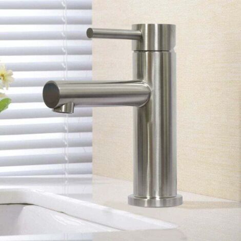 Robinet de lave-mains monotrou en acier inoxydable 304 – Finition brossée anti-traces – Économie d'eau jusqu'à 30% – Design élégant (1/5)