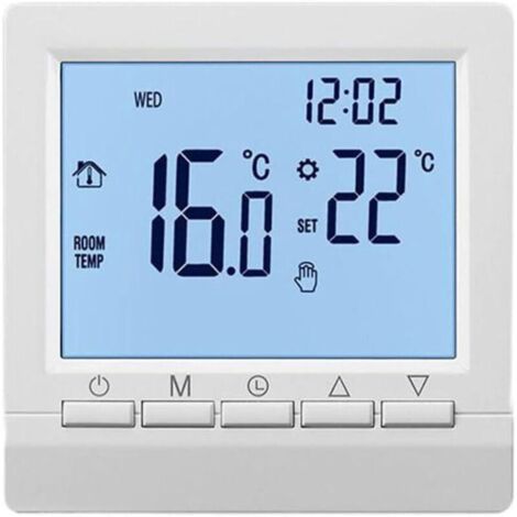 Thermostat intelligent mural pour chaudière à eau – Alimentation par 2 piles 5V – Affichage numérique LCD – Fonction antigel et verrouillage enfant (1/4)