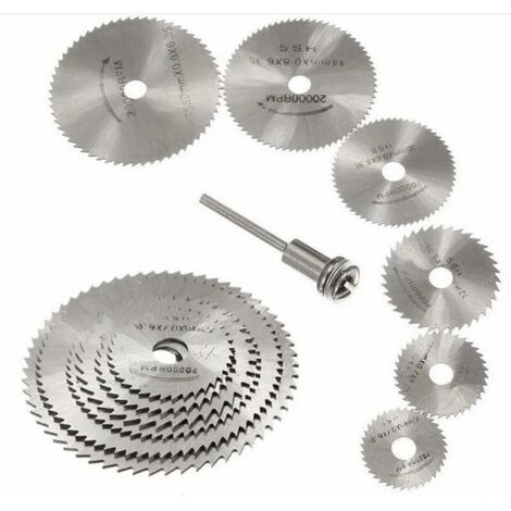 Nouveau 7pc HSS lames de scie outil rotatif, Circulaire en bois de coupe lame de scie Disques pour Dremel Outil rotatif Mandrin avec tige d'extension 1/8quot(3.175mm) (1/5)