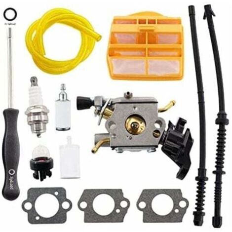 Carburateur avec joint Filtre à air Tuyau dessence Bougie dallumage pour Husqvarna 445 445E 450 450E 445II 450II Tronçonneuse Jonsered CS2245 CS2250 S Remplace ZAMA C1M-EL37B 506450401 (1/5)