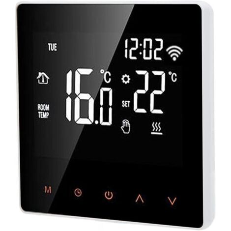 Thermostat Connecté Mural, WiFi pour Chaudière, ME81H AC 230V WIFI Thermostat intelligent, affichage LCD Thermostat Intelligent Thermostat de chauffage par le sol(16A, white back orange press) (1/4)